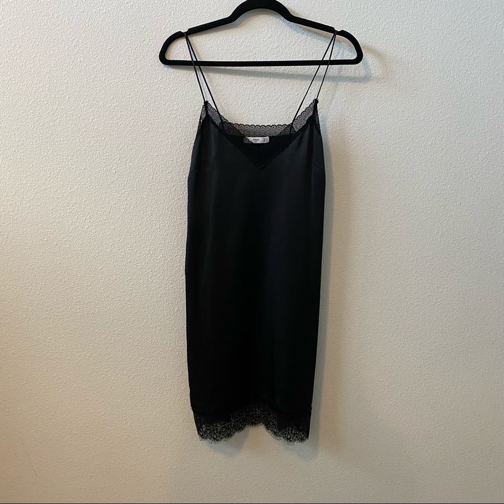 MANGO Black slip dress